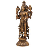 Brass Vishnu Idol | Narayana Murti Statue | Venkateswara Balaji Srinivasa Govinda Pratima | Hindu God Murti for Pooja, Temple, Home Decor & Gifts, Gold, 13 Inch, 1 Piece