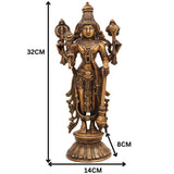 Brass Vishnu Idol | Narayana Murti Statue | Venkateswara Balaji Srinivasa Govinda Pratima | Hindu God Murti for Pooja, Temple, Home Decor & Gifts, Gold, 13 Inch, 1 Piece