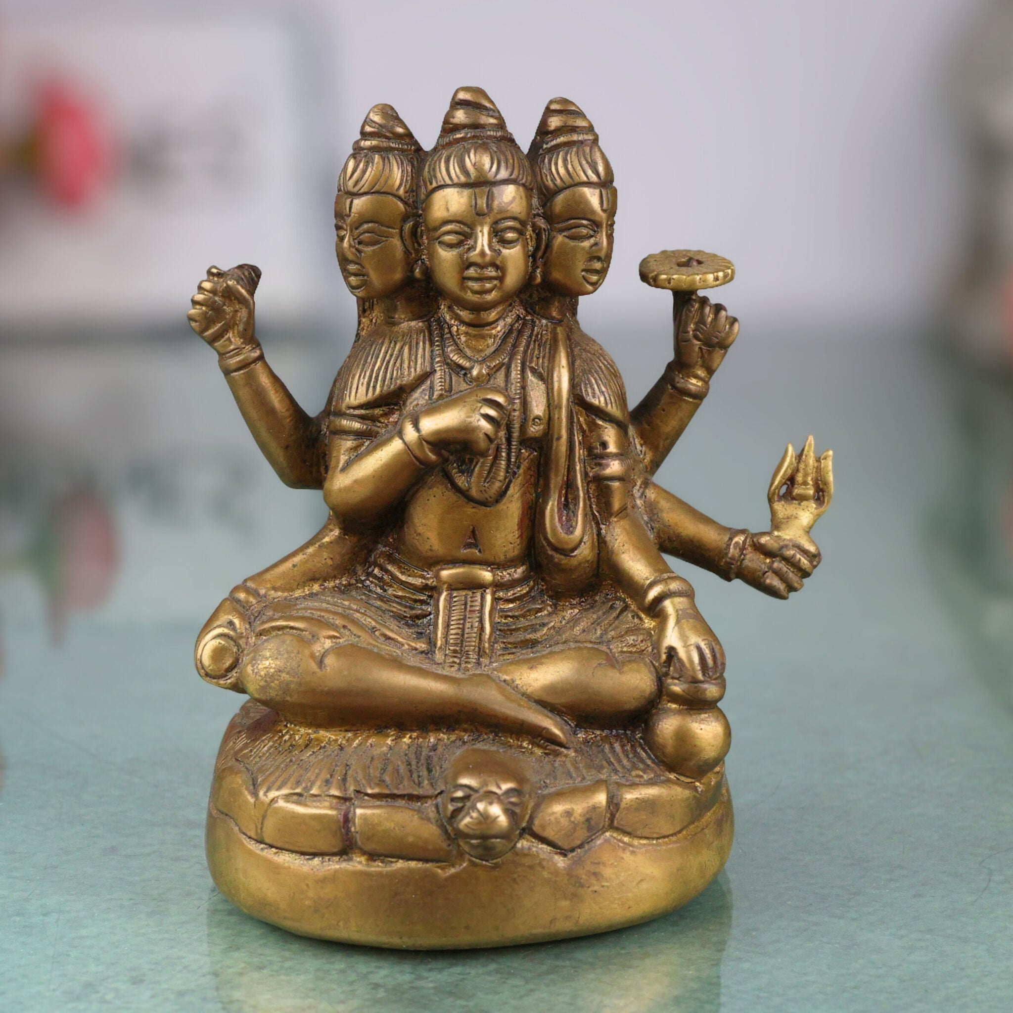 Brass Lord Dattatreya Tridev Idols, God Datta Murti | Trimurti | Bhagwan