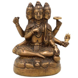 Bhunes Brass Lord Dattatreya Tridev Idols, God Datta Murti | Trimurti | Bhagwan,Gold, 5 Inch, 1 Piece
