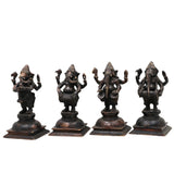 Brass Musical Ganesha Idol Set – Handcrafted Peetal Ganpati Playing Tabla Veena Flute Dholak | Vinayaka Vadya Moorthi for Home Temple Decor | Sangeet Ganapati Statue Collection,Black, 7 Inch, 1 Piece