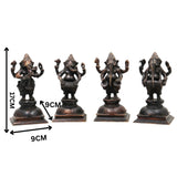 Brass Musical Ganesha Idol Set – Handcrafted Peetal Ganpati Playing Tabla Veena Flute Dholak | Vinayaka Vadya Moorthi for Home Temple Decor | Sangeet Ganapati Statue Collection,Black, 7 Inch, 1 Piece