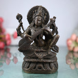 Brass Goddess Saraswati Idol, Sarasvati Silai, Vidya Devi Murti, Saraswathi Vigraha For Puja And Home Decor