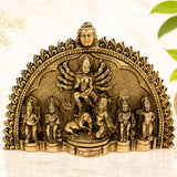 Brass Durga Devi Idol, Mahishasura Mardini, Adi Shakti, Amba, Bhavani, Antique Finish Shakti Murti for Home, Temple & Navratri Pooja ,Gold, 7 Inch, 1 Piece