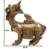 Brass Antique Ink Pot – Handcrafted Nāga, Makara, Vritra & Dragon Brass Collectible for Home, Office & Spiritual Decor,Gold, 7 Inch, 1 Piece