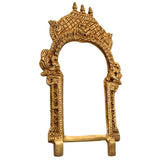 Bhunes Brass Temple Shaped Prabhavali Arch Frame – Wall Hanging Kirtimukha Prabhawal for Home Temple, Deity Backdrop & Pooja Decor, Gold, 12 Inch, 1 Piece