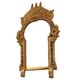 Bhunes Brass Temple Shaped Prabhavali Arch Frame – Wall Hanging Kirtimukha Prabhawal for Home Temple, Deity Backdrop & Pooja Decor, Gold, 12 Inch, 1 Piece