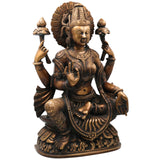 Handcrafted Mahalakshmi Brass Idol | Ashta Lakshmi Murti | Pital Kamala Devi Statue for Pooja, Home Temple & Decor ,Gold, 17 Inch, 1 Piece