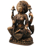 Handcrafted Mahalakshmi Brass Idol | Ashta Lakshmi Murti | Pital Kamala Devi Statue for Pooja, Home Temple & Decor ,Gold, 17 Inch, 1 Piece