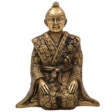 Brass Samurai Idol, Peetal Japanese Warrior Statue, Bushido Ronin Katana Murti, Antique Pittal Samurai Figurine, Gold, 7.5 Inch, 1 Piece
