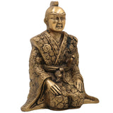 Brass Samurai Idol, Peetal Japanese Warrior Statue, Bushido Ronin Katana Murti, Antique Pittal Samurai Figurine, Gold, 7.5 Inch, 1 Piece