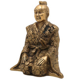 Brass Samurai Idol, Peetal Japanese Warrior Statue, Bushido Ronin Katana Murti, Antique Pittal Samurai Figurine, Gold, 7.5 Inch, 1 Piece