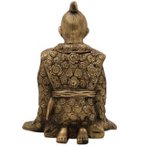 Brass Samurai Idol, Peetal Japanese Warrior Statue, Bushido Ronin Katana Murti, Antique Pittal Samurai Figurine, Gold, 7.5 Inch, 1 Piece