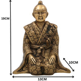 Brass Samurai Idol, Peetal Japanese Warrior Statue, Bushido Ronin Katana Murti, Antique Pittal Samurai Figurine, Gold, 7.5 Inch, 1 Piece