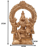 Premium Bronze Narasimha Swamy Lakshmi Idol | Handcrafted Panchaloha Narasingha Murti for Home, Temple & Office Decor,Gold, 7 Inch, 1 Piece