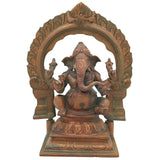 Handcrafted Bronze Ganesha Idol | Panchaloha Ganpati Vinayaka Murti | Siddhivinayak Pillaiyar Statue for Home Temple Decor,Gold, 8.5 Inch, 1 Piece