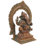 Handcrafted Bronze Ganesha Idol | Panchaloha Ganpati Vinayaka Murti | Siddhivinayak Pillaiyar Statue for Home Temple Decor,Gold, 8.5 Inch, 1 Piece