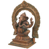 Handcrafted Bronze Ganesha Idol | Panchaloha Ganpati Vinayaka Murti | Siddhivinayak Pillaiyar Statue for Home Temple Decor,Gold, 8.5 Inch, 1 Piece