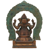 Handcrafted Bronze Ganesha Idol | Panchaloha Ganpati Vinayaka Murti | Siddhivinayak Pillaiyar Statue for Home Temple Decor,Gold, 8.5 Inch, 1 Piece