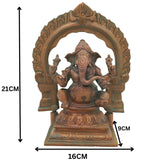 Handcrafted Bronze Ganesha Idol | Panchaloha Ganpati Vinayaka Murti | Siddhivinayak Pillaiyar Statue for Home Temple Decor,Gold, 8.5 Inch, 1 Piece