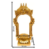 Brass Chowki with Prabhavali | Shinghashan with Arch | Peetha Singhasan Bajot for Temple Pooja Mandir Deity Stand, Gold, 10.5 Inch, 1 Piece