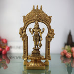 Handcrafted Brass Vishnu Idol with Temple Style Prabhavali Peetam – Narayana, Venkateshwara, Balaji Murti for Home, Puja, and Decor