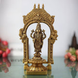Brass Vishnu Idol with Temple Style Prabhavali Peetam, Narayana Murti, Venkateshwara Vigraham, Balaji Statue for Home Decor, Pooja, Gifts & Spiritual Display