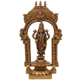 Brass Vishnu Idol with Temple Style Prabhavali Peetam, Narayana Murti, Venkateshwara Vigraham, Balaji Statue for Home Decor, Pooja, Gifts & Spiritual Display,Gold, 10.5 Inch, 1 Piece