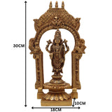 Brass Vishnu Idol with Temple Style Prabhavali Peetam, Narayana Murti, Venkateshwara Vigraham, Balaji Statue for Home Decor, Pooja, Gifts & Spiritual Display,Gold, 10.5 Inch, 1 Piece
