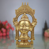 Brass Lord Siva Head, Shiva Face With Chowki And Prabhavali Murti For Temple/Home Decor
