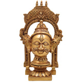 Brass Shiva Face Idol with Prabhavali, Mahadev Murti, Shankar Bholenath Statue, Handmade Home & Temple Decor,,Gold, 10.5 Inch, 1 Piece