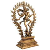 Brass Handcrafted Nataraja Idol – Lord Shiva Cosmic Dance Statue, Adalvallan, Koothan, Sabesan, Tandav Murti for Home, Temple, Office Decor, Puja, Spiritual Gifts,Brown, 20.5 Inch, 1 Piece