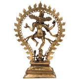 Brass Handcrafted Nataraja Idol – Lord Shiva Cosmic Dance Statue, Adalvallan, Koothan, Sabesan, Tandav Murti for Home, Temple, Office Decor, Puja, Spiritual Gifts,Brown, 20.5 Inch, 1 Piece