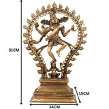 Brass Handcrafted Nataraja Idol – Lord Shiva Cosmic Dance Statue, Adalvallan, Koothan, Sabesan, Tandav Murti for Home, Temple, Office Decor, Puja, Spiritual Gifts,Brown, 20.5 Inch, 1 Piece