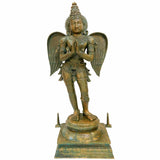 Handcrafted Panchaloha Bronze Garuda Dev Idol – Vishnu Vahana Suparna | Khageshwara Garuda Swamy Sculpture for Temple & Home Mandir,Gold, 52 Inch, 1 Piece