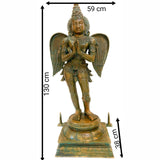 Handcrafted Panchaloha Bronze Garuda Dev Idol – Vishnu Vahana Suparna | Khageshwara Garuda Swamy Sculpture for Temple & Home Mandir,Gold, 52 Inch, 1 Piece