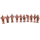 Copper Vishnu Dashavatara Dasavatharam Of Lord Vishnu Statues Ten Incarnations Avatars Idol Murti Home Puja Temple,Brown, 3.5 Inch, 1 Piece