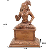 Handmade Panchaloha Swami Ayyappa Idol – Manikanta Dharma Shastha Bronze Murti for Temple, Pooja & Sabarimala Worship (10cm),Brown, 4 Inch, 1 Piece