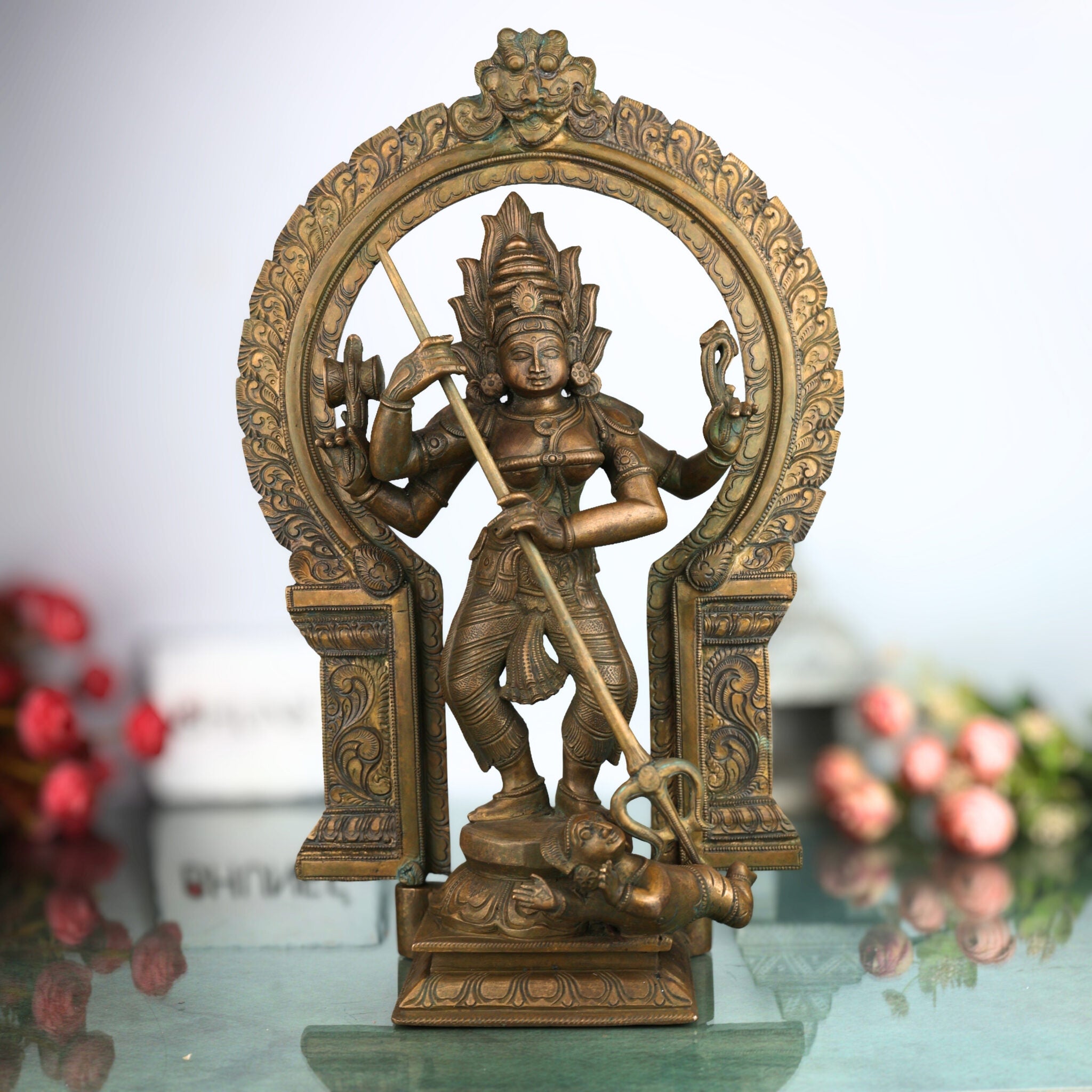 Handcrafted Panchaloha Durga Parvati Idol in Bronze – Gauri Bhavani Uma Devi Statue for Temple & Home Decor
