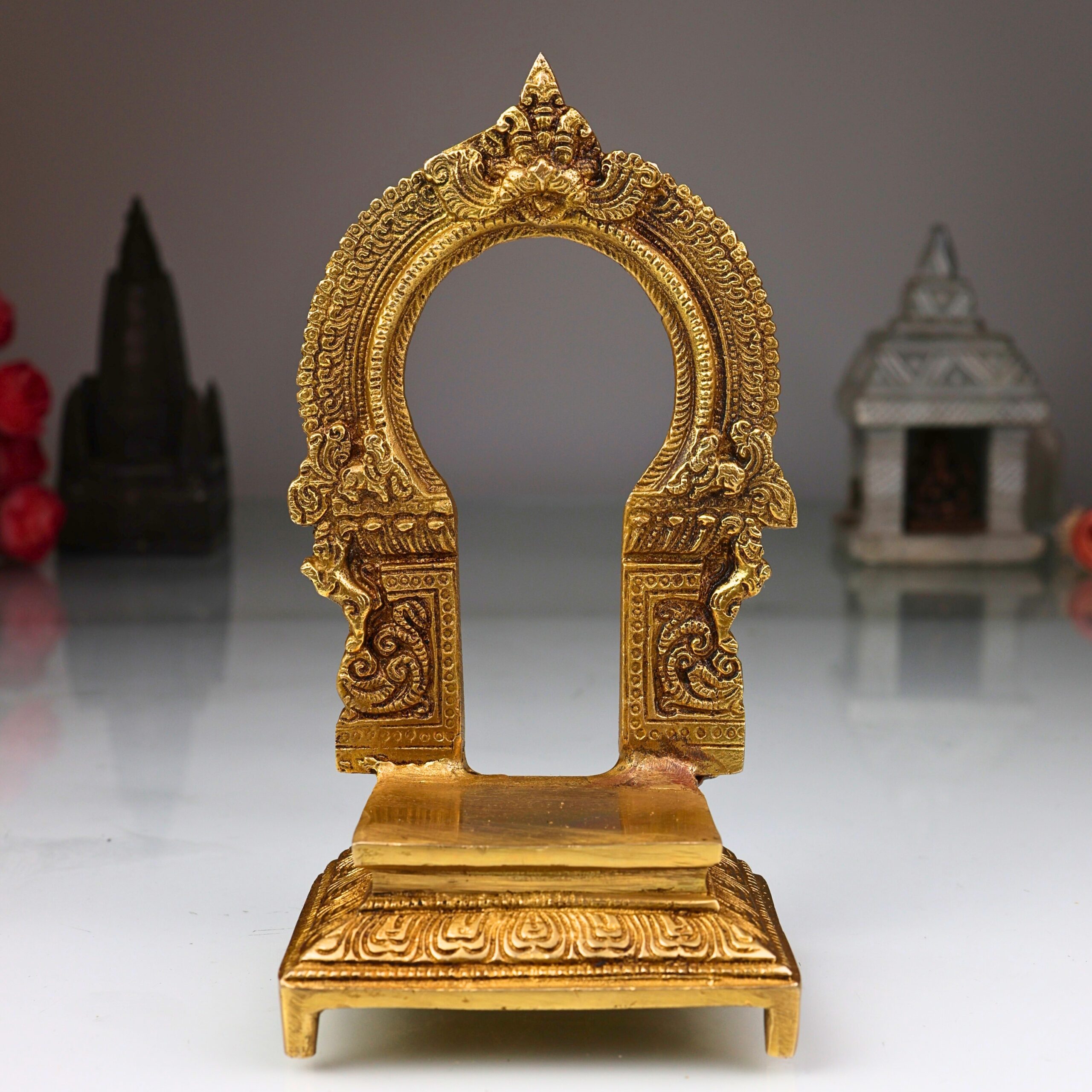 Brass Pooja Chowki with Prabhavali