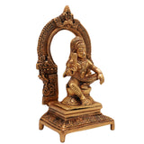 Brass Ayyanar Shasta Idol with Prabhavali & Peetam – Tamil Village Guardian Deity | Dharma Shasta Silai | Sastha Aiyanar Statue,Gold, 7 Inch, 1 Piece