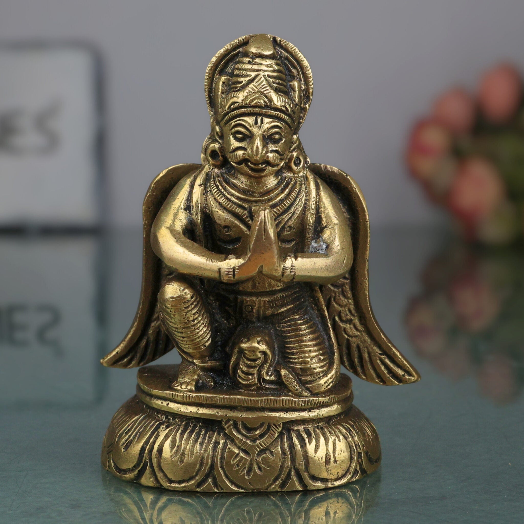 Brass Garuda Deva Idol | Vishnu Vahana | Suparna | Pakshiraja | Handcrafted Pital Murti for Temple, Puja, Vastu & Home Decor