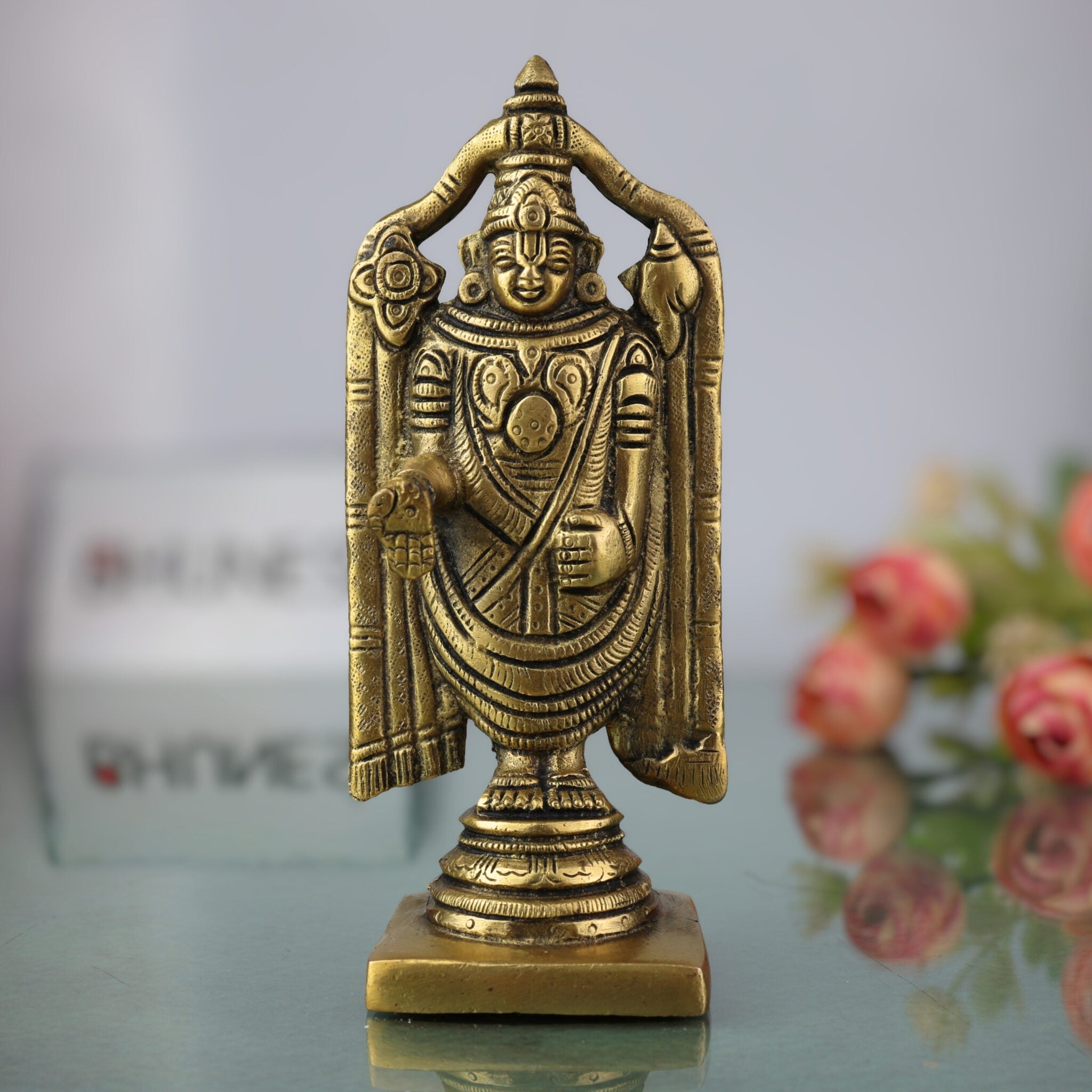 Brass Venkateshwara Idol | Balaji Murti | Srinivasa Statue | Govinda Sculpture for Puja, Home Temple, Decor & Spiritual Gifts