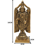 Brass Venkateshwara Idol | Balaji Murti | Srinivasa Statue | Govinda Sculpture for Puja, Home Temple, Decor & Spiritual Gifts,Gold, 5.5 Inch, 1 Piece