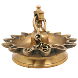 Antique Brass Hanging Pooja Lamp Diya for Lakshmi Vishnu Temple, Handcrafted Peetal Pittal Ceiling Lantern, Traditional Indian Velli Pitala Temple Light With 14 Face,Gold, 4 Inch, 1 Piece