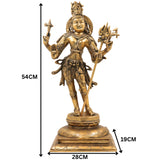 Brass Shiva Idol, Mahadev Murti, Bholenath Statue, Shankar Vigraha, Neelkanth Pooja Murti, Nataraja Spiritual Decor,Gold, 21.5 Inch, 1 Piece