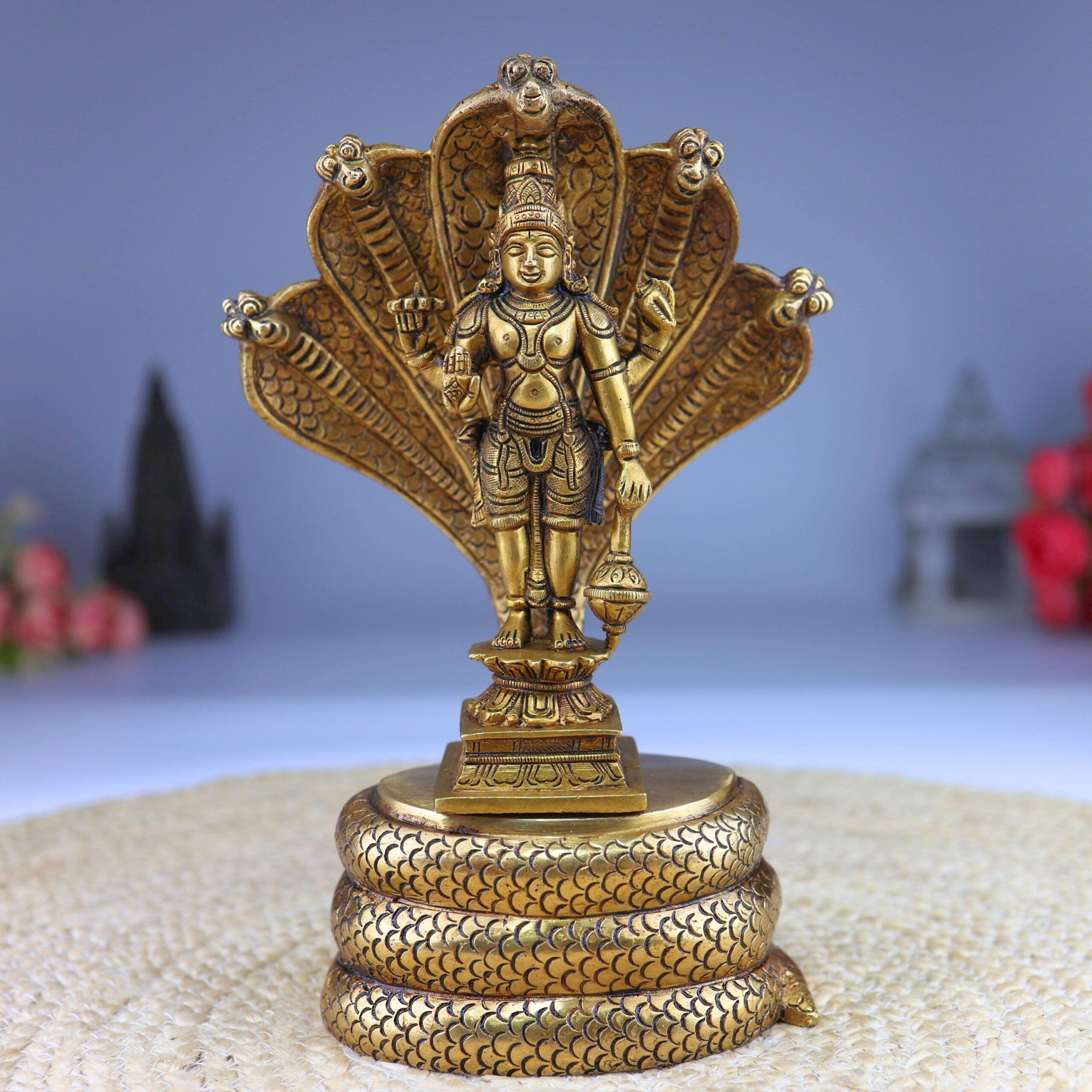 Brass Vishnu on Sheshnag Idol