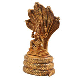 Brass lakshmi Narasimha Swamy on Sheshnag Idol | Lakshmi Narasimha Murti | Yoga Narasimha Vigraha | Ugra Narasimha Statue | Narasingha Brass Moorti for Pooja, Home & Temple Decor,Gold, 10.5 Inch, 1 Piece