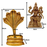 Brass lakshmi Narasimha Swamy on Sheshnag Idol | Lakshmi Narasimha Murti | Yoga Narasimha Vigraha | Ugra Narasimha Statue | Narasingha Brass Moorti for Pooja, Home & Temple Decor,Gold, 10.5 Inch, 1 Piece