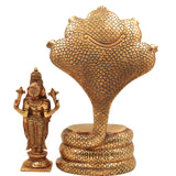 Brass Venkateshwara Idol - Balaji on Sheshanag Murti, Srinivasa Statue for Home Decor, Temple, Pooja, and Spiritual Gifting,Gold, 10.5 Inch, 1 Piece